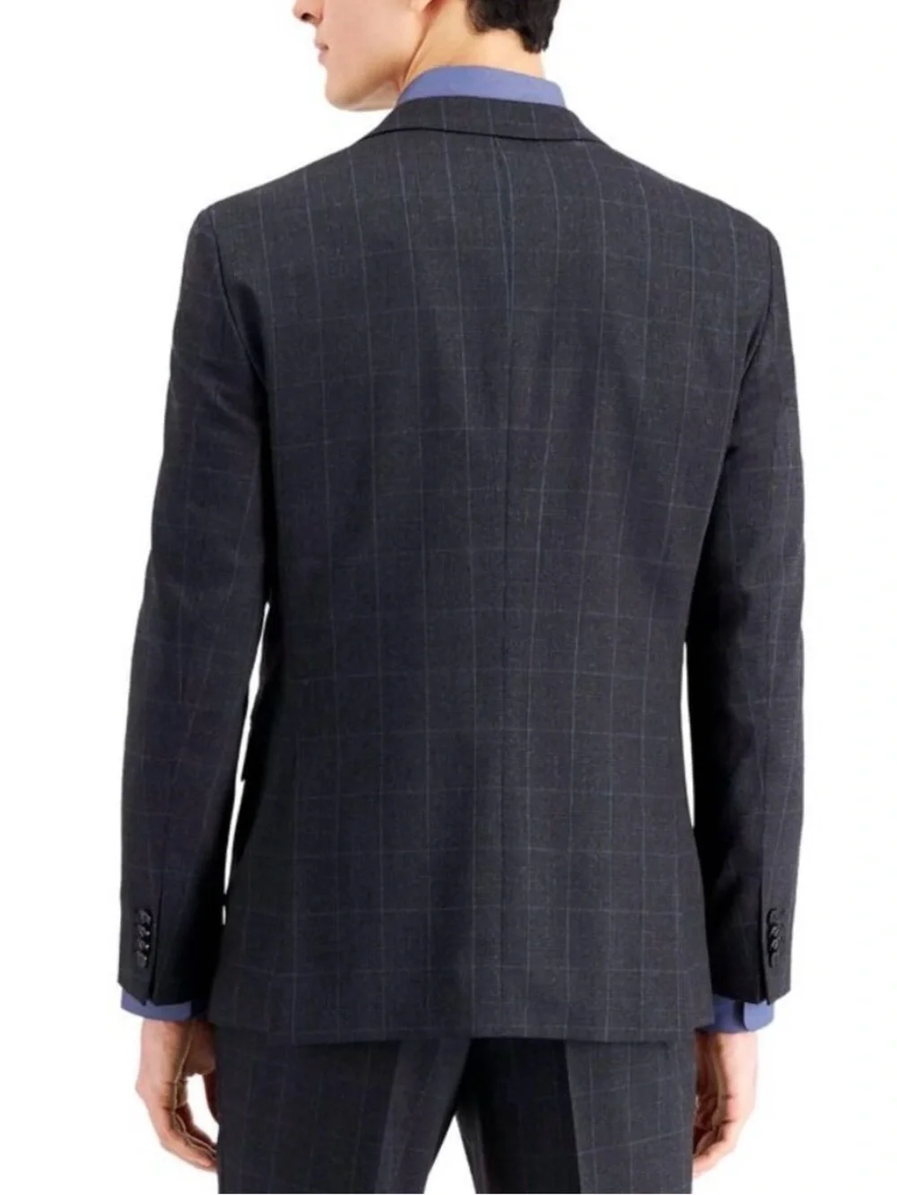 Hugo Boss Charcoal Plaid Two-Button Suit Jacket